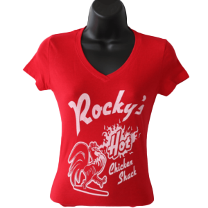 Red V-Neck with Rocky's Classic Logo